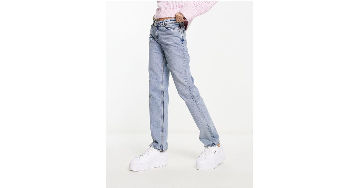 Monki Moop Low Rise Straight Leg Jeans in Blue Lyst Canada