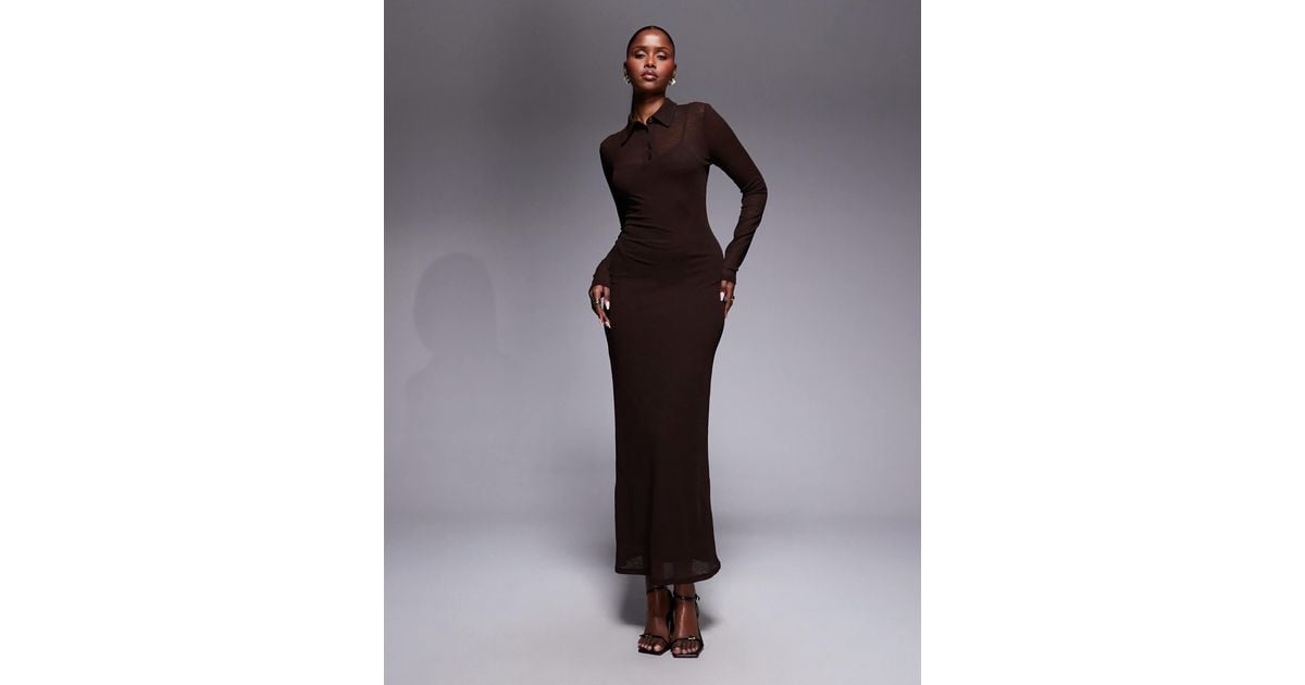 mini red semi formal dress Long-Sleeved Midi Dress with Flared Skirt in Plain Navy Silk