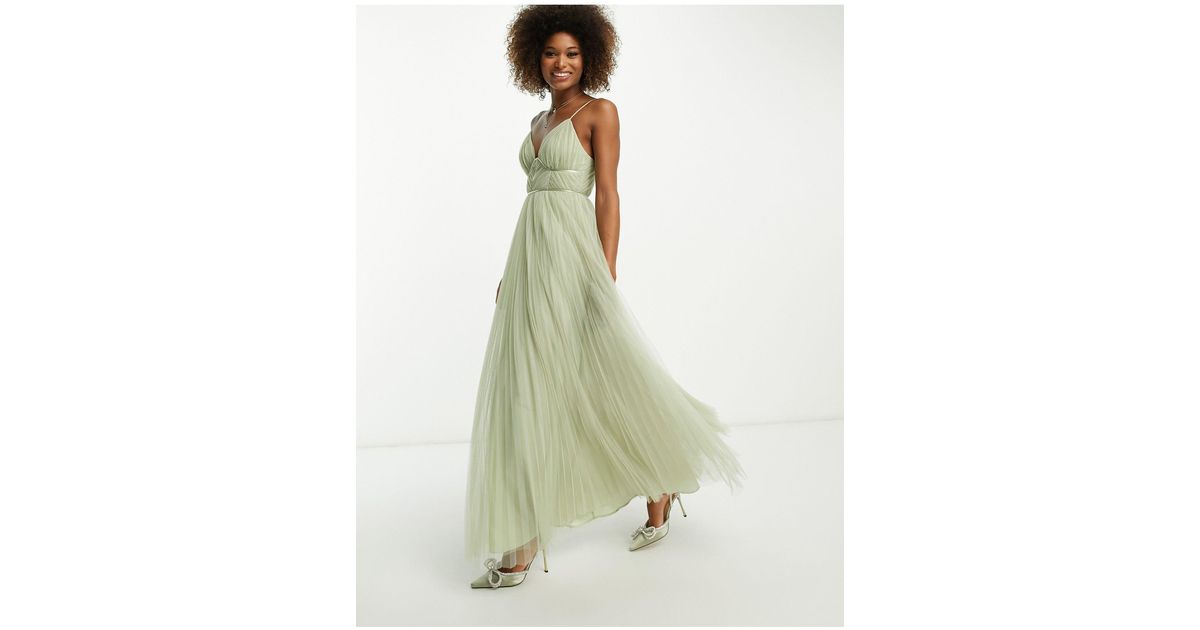 ASOS Bridesmaid Cami Ruched Bodice Maxi Dress With Pleated Skirt in White Lyst Canada