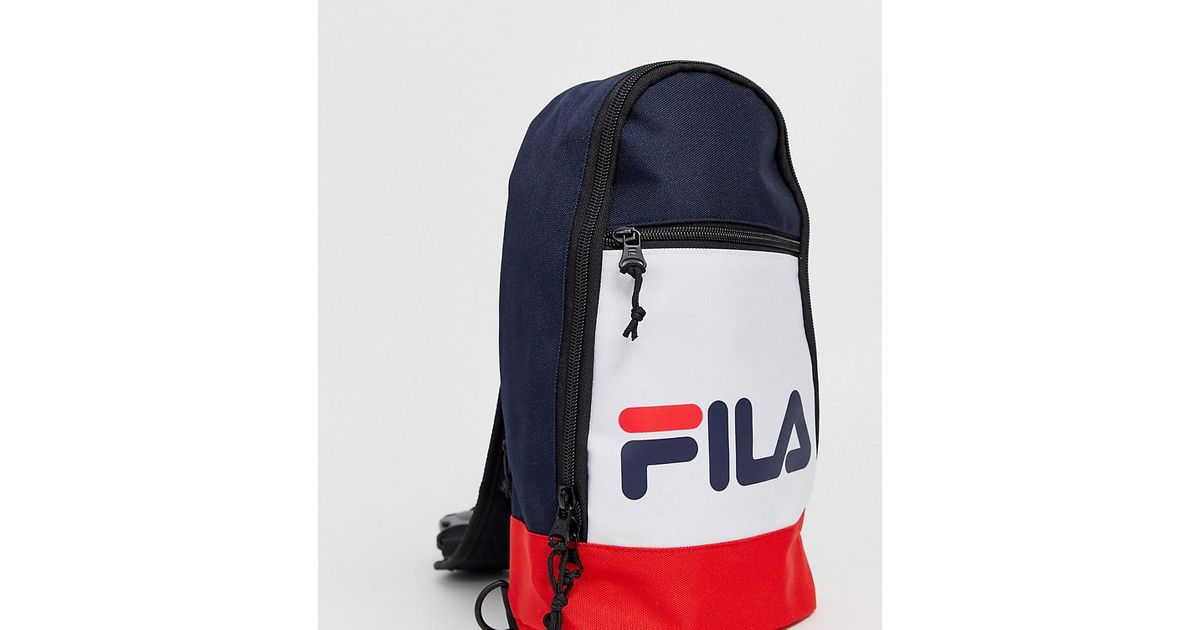 red backpack with white straps