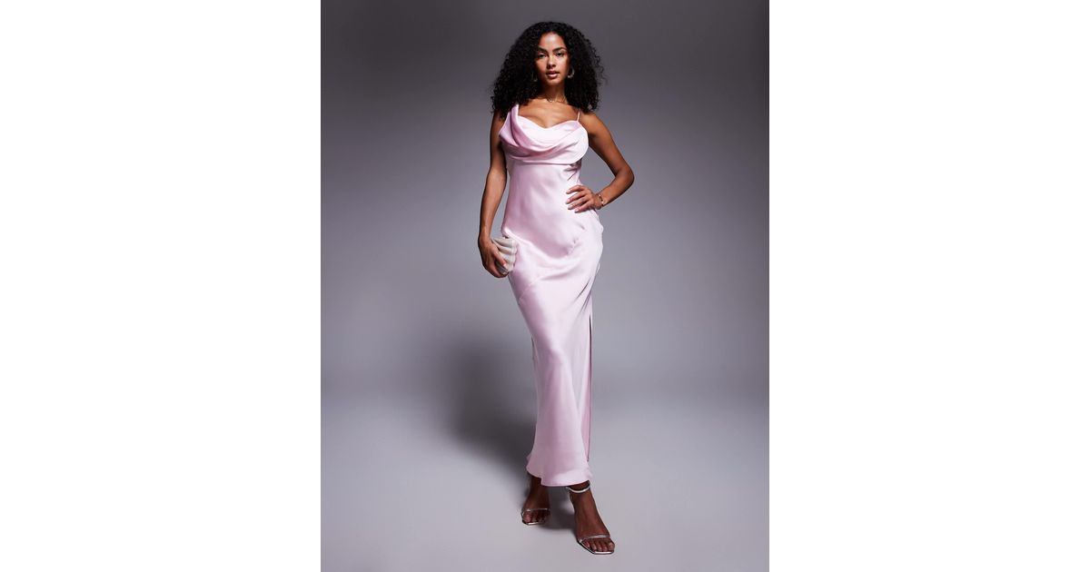 open lace back dress Rent River Island Pink Drape Shoulder Jumpsuit