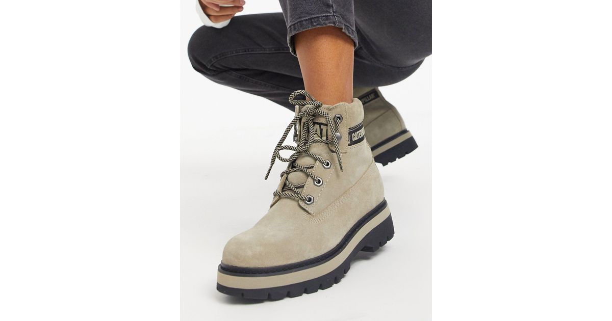 cat mimicry flatform lace up hiking boots in taupe