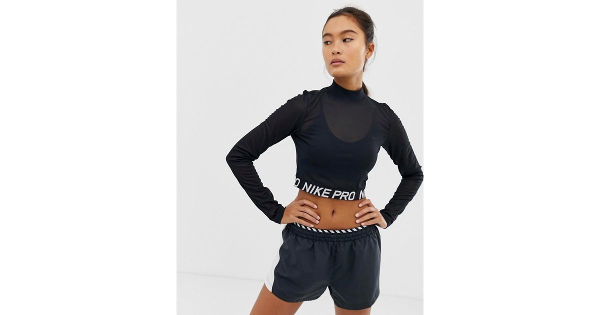 nike pro mesh long sleeve top