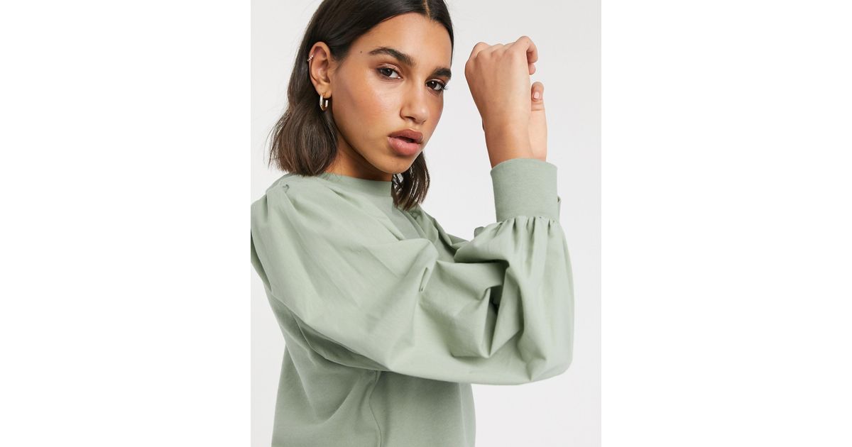 Sudadera con mangas Stradivarius de Algodón de color Verde | Lyst