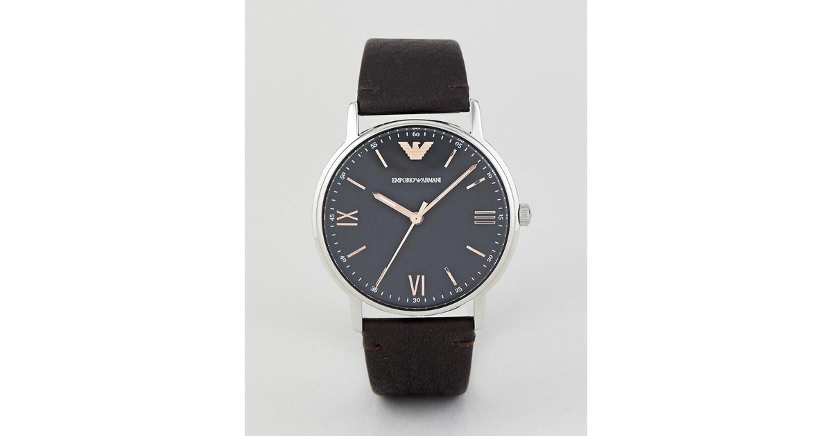 Kappa Men Leather Ar11153 Watch Armani 41mm Brown For Emporio f6yYgIbv7