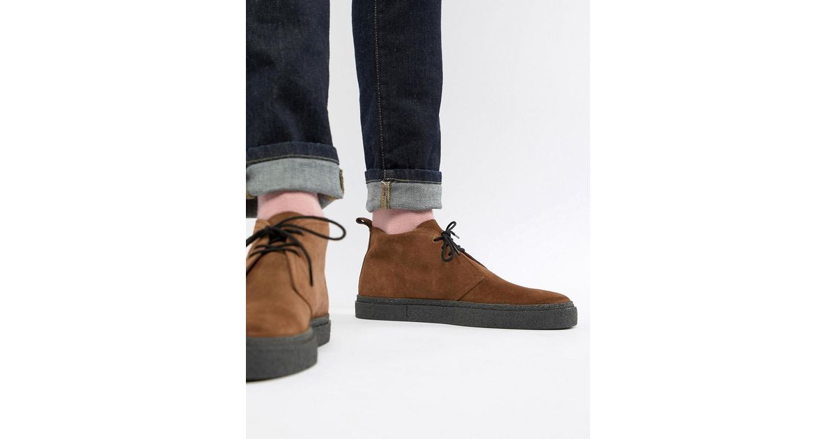 Fred Perry Hawley Mid Suede Boots In Brown for Men | Lyst Australia