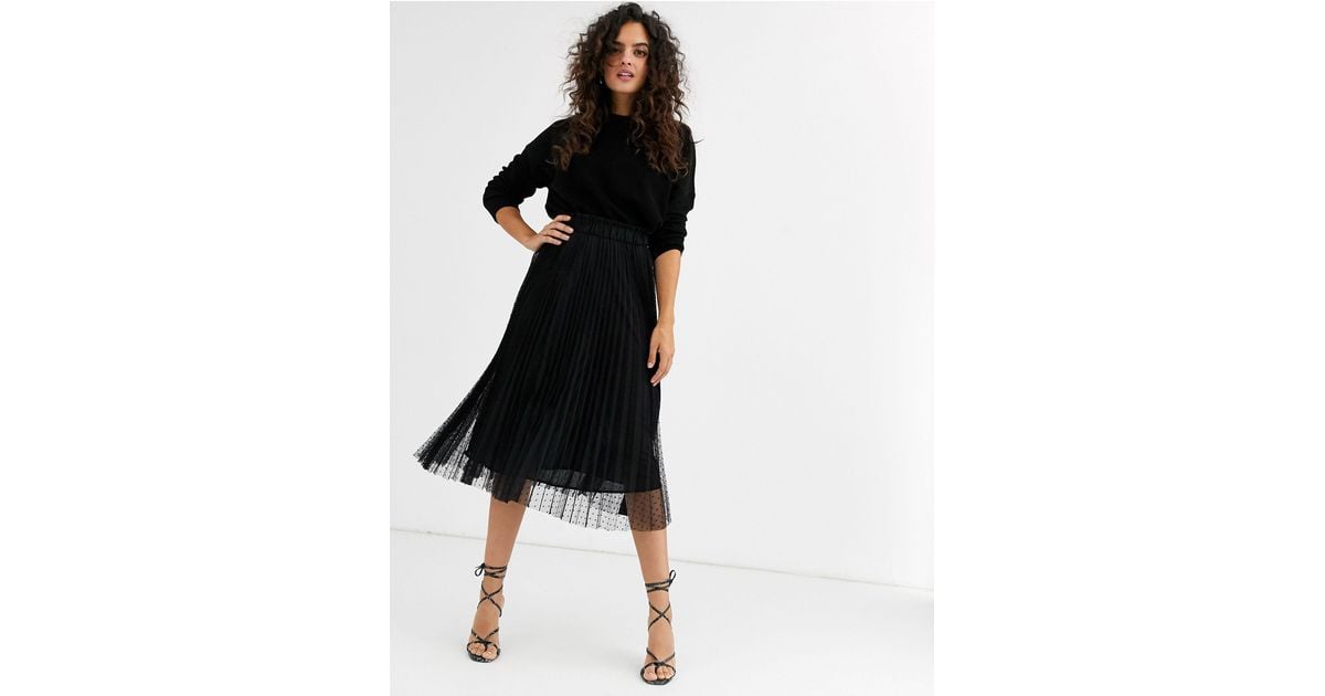 Gonna di tulle nera a pois di Stradivarius in Nero | Lyst