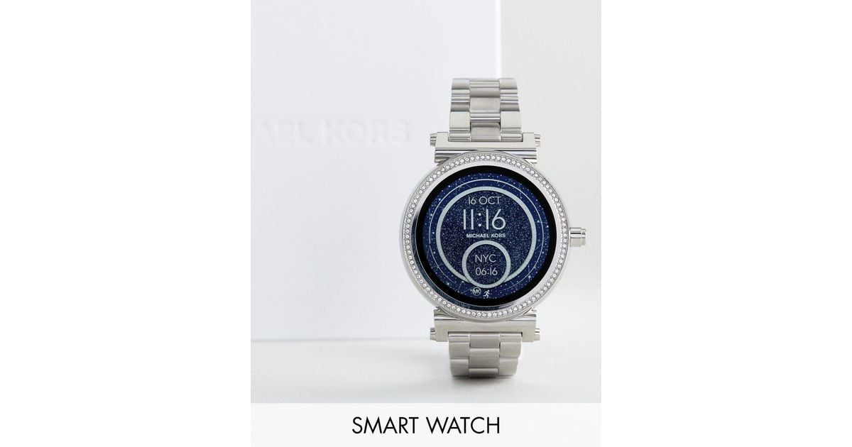 michael kors access mkt5020 sofie bracelet smart watch in silver