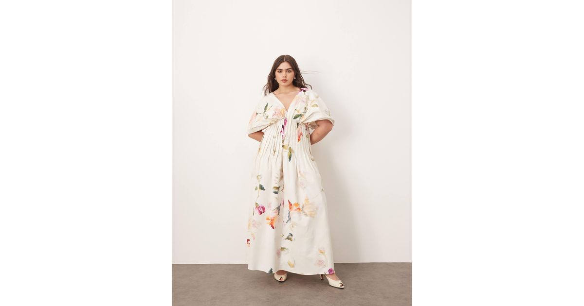 strapless open back dress Blue Floral Pleated Back Cutout Maxi Dress – PinkBlush main image 1