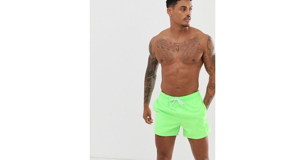 ASOS Swim Shorts In Neon Green Super Short Length for Men Lyst Canada