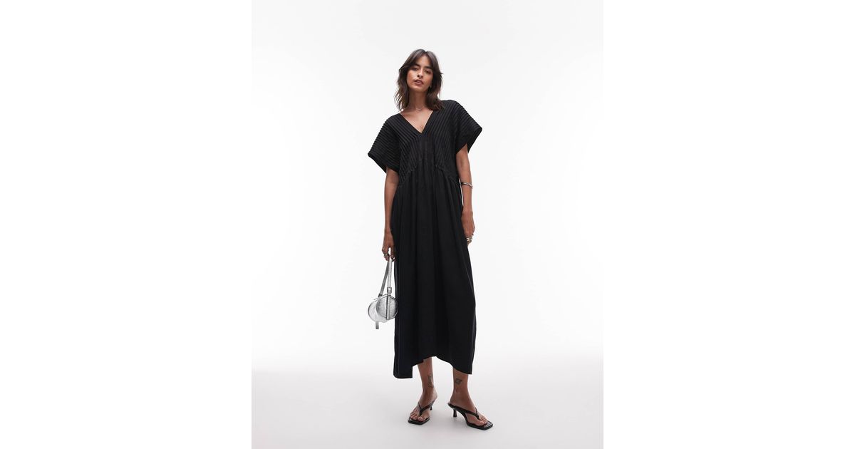 & Other Stories Midaxi Dress With Pintuck Bodice in Black | Lyst