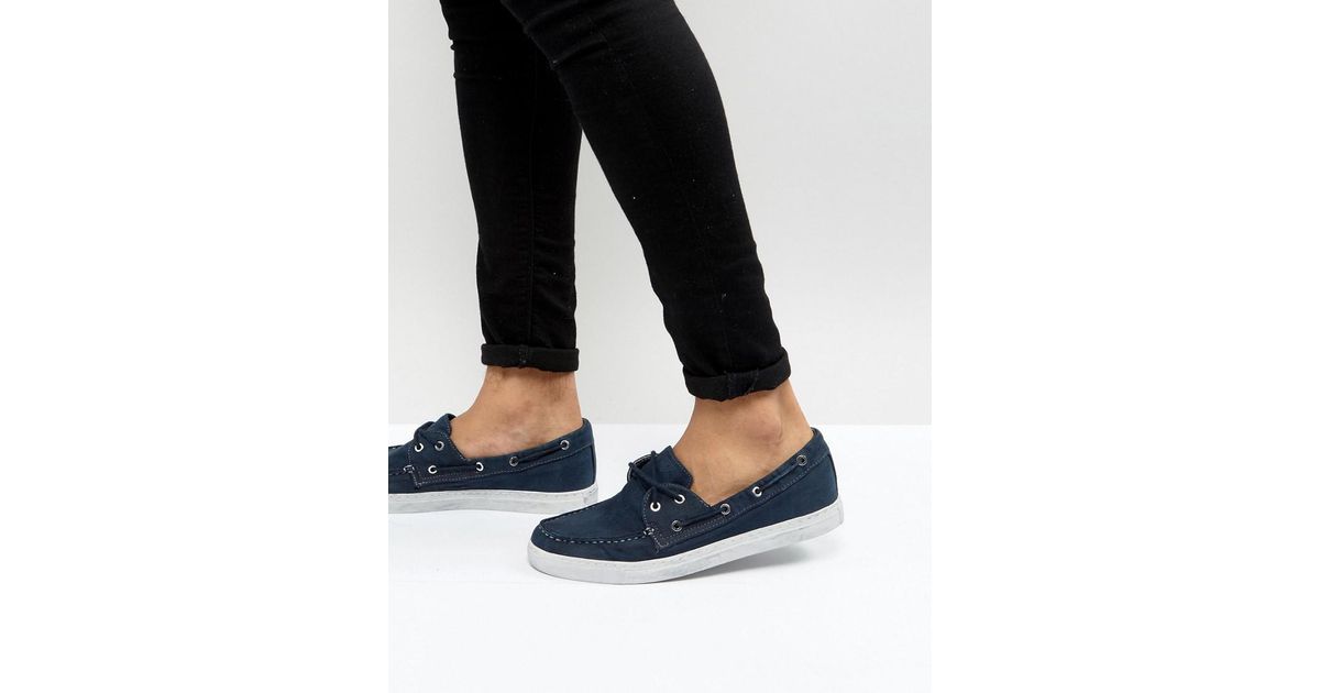 Armani Jeans Washed Canvas Boat Shoes In Navy in Blue for Men | Lyst Canada