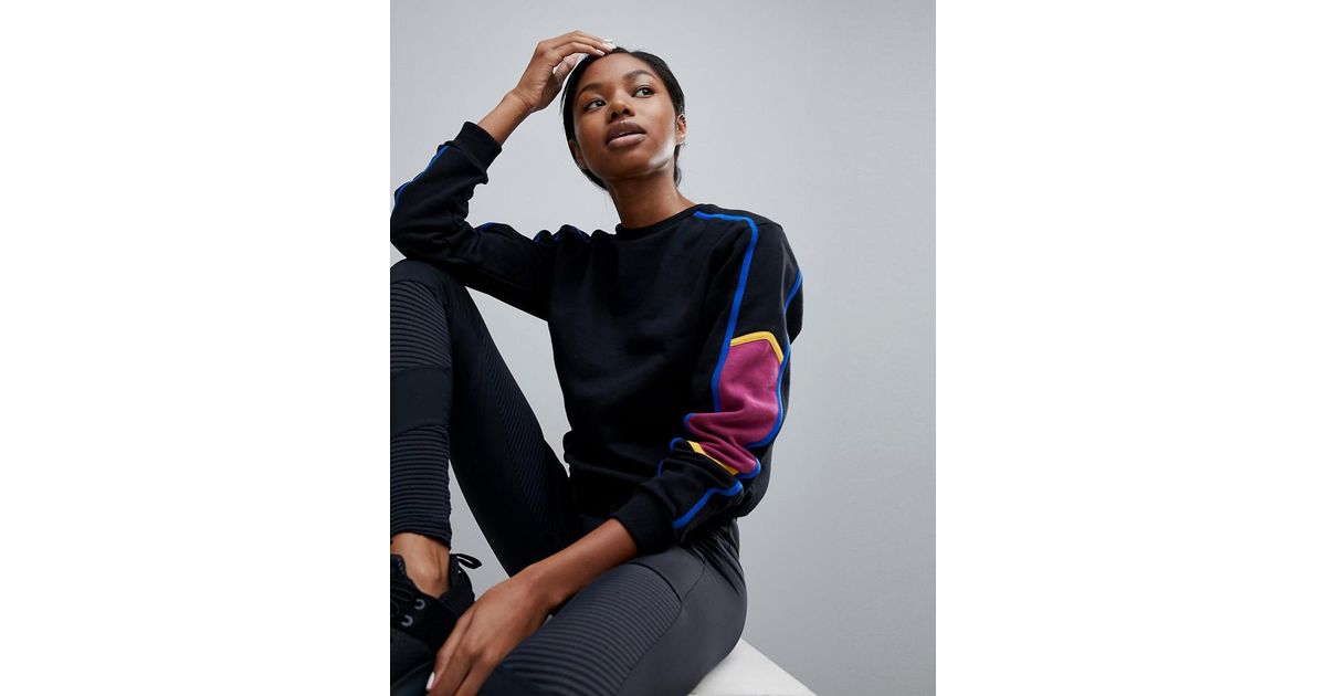 asos south beach stripe sleeve sweatshirt