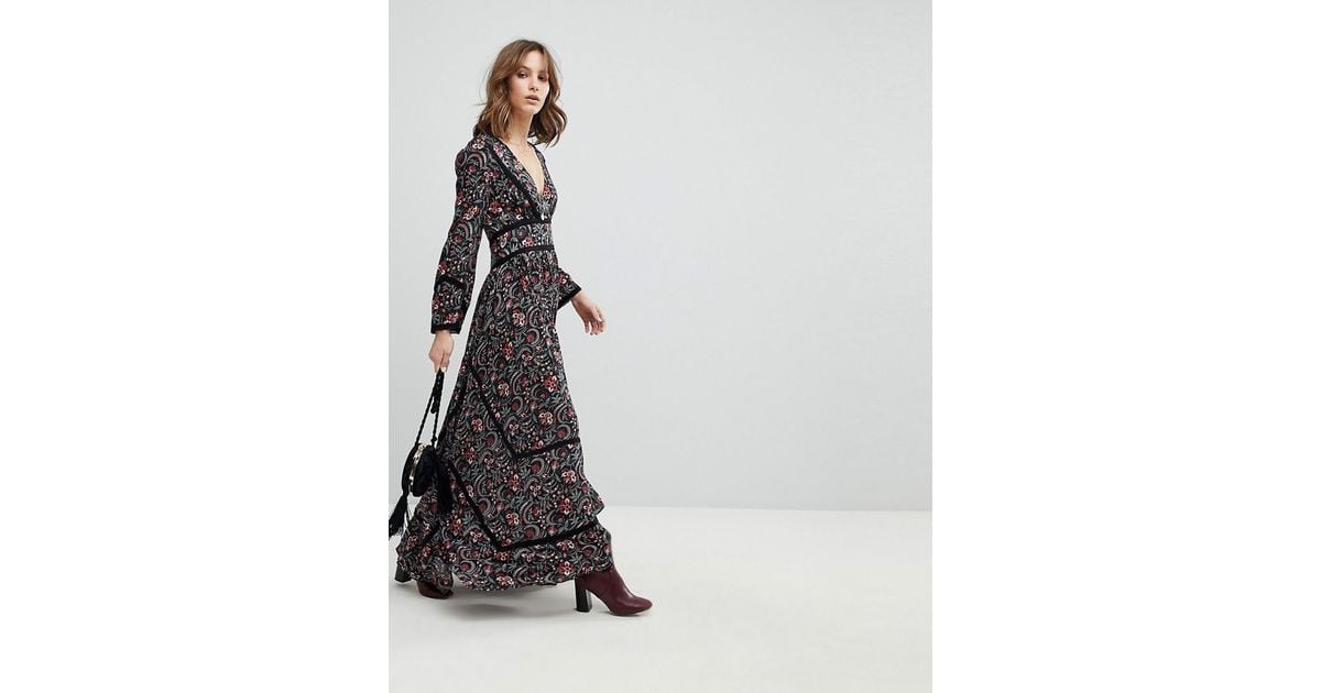 Ba&sh Silk Floral Bloom Smock Maxi Dress in Black Lyst Canada