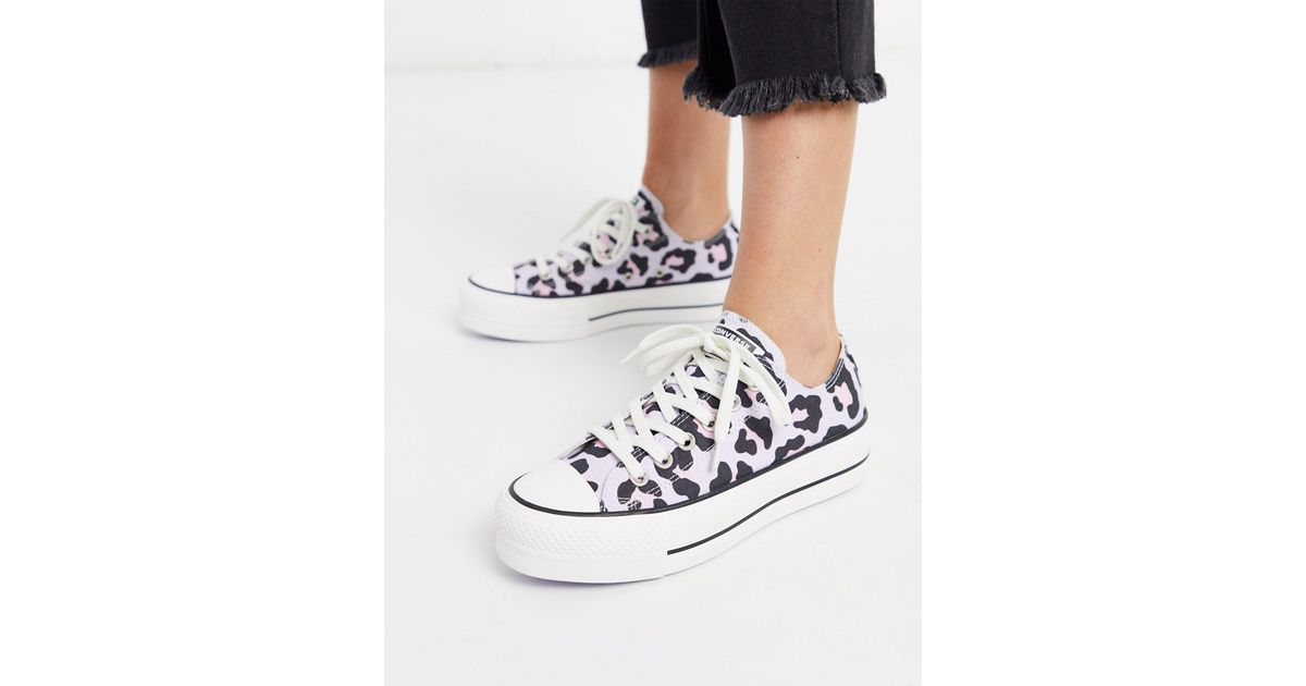 Converse Chuck Taylor Low Lift Platform Lilac Leopard Print Sneakers-purple  in White | Lyst