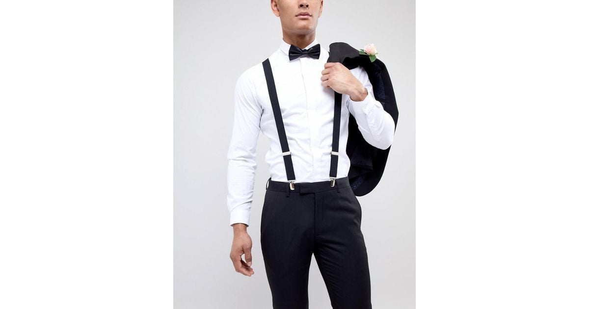 Religion Wedding Suspenders & Bow Tie Set With Tonal Logo in Black for