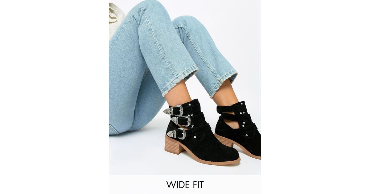 wide fit cut out ankle boots