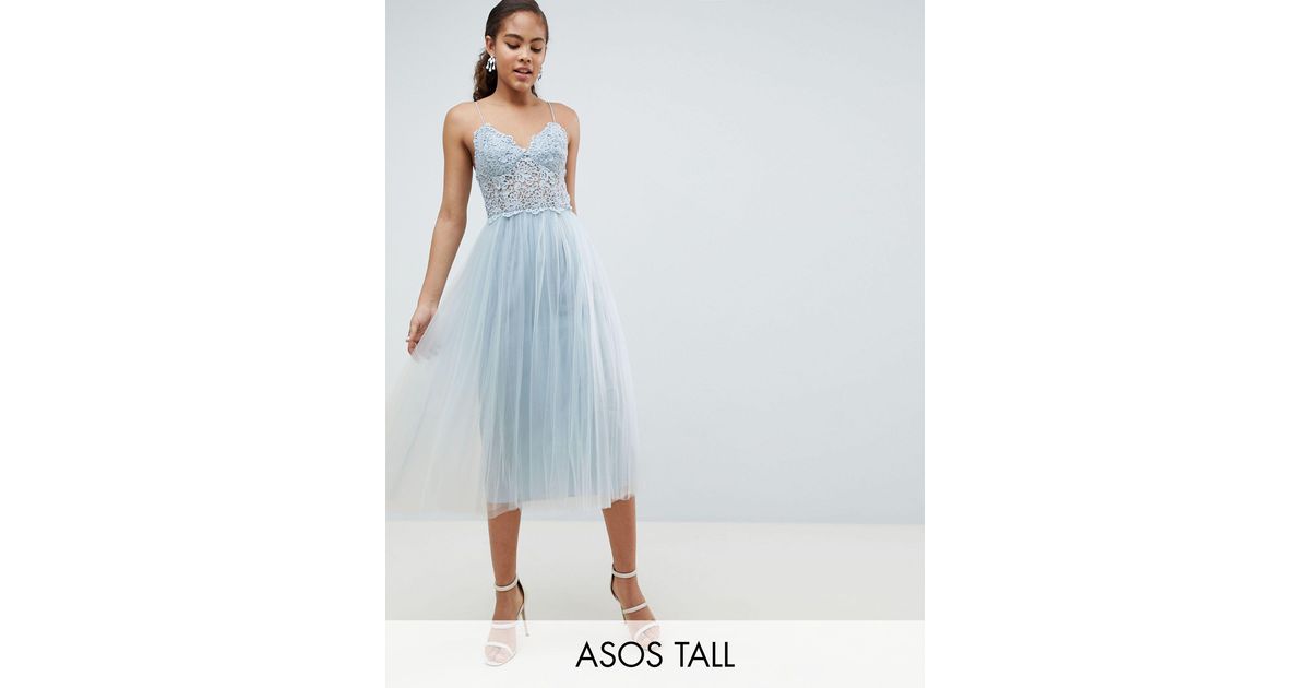 asos design lace cami midi prom dress