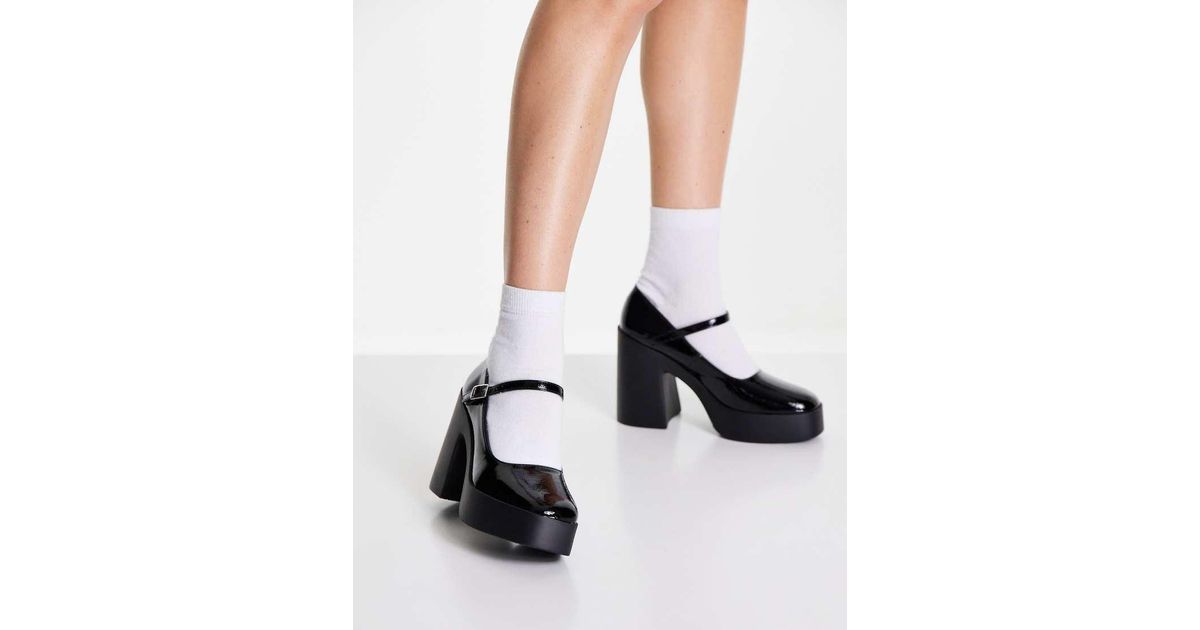 Zapatos De Tacón Negros Estilo Merceditas Con Plataforma Penny De