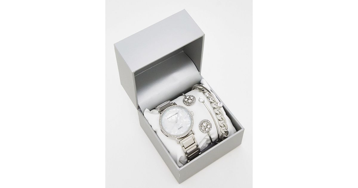 Christin Lars Christian Lars Watch And Bracelet Gift Set in Metallic