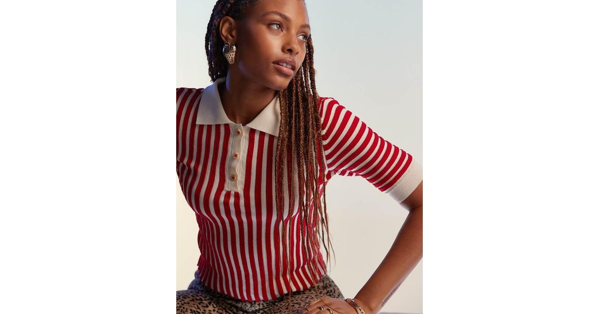 Polo Y Blanco A Rayas De Punto De Mango de color Rojo Lyst