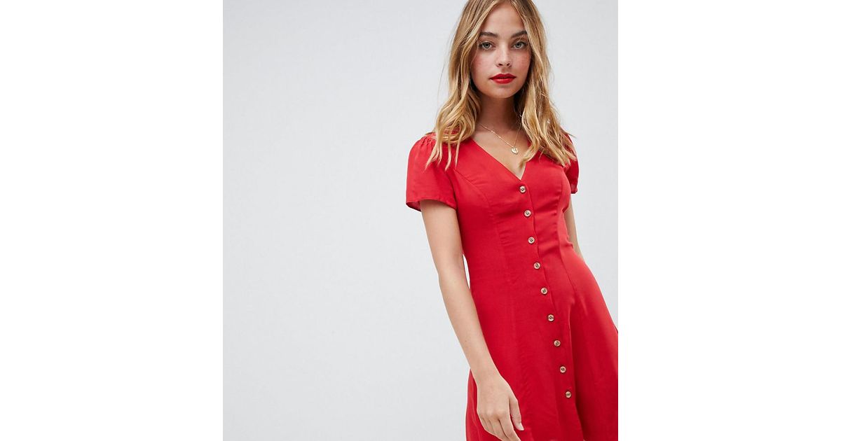 new look red tea dress