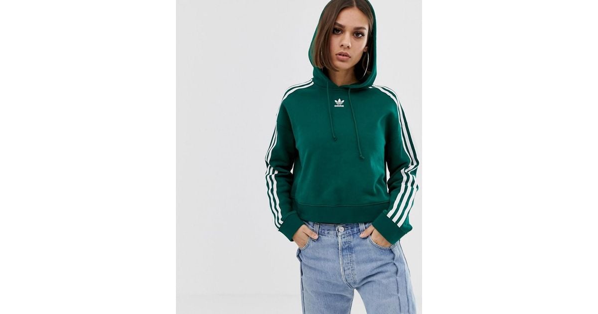 adidas originals adicolor cropped hoodie in green