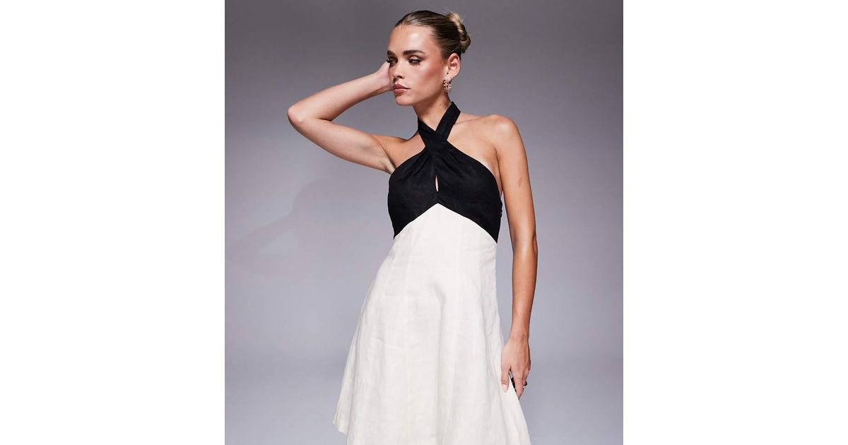 Désir-Contrast Halter Mini Dress