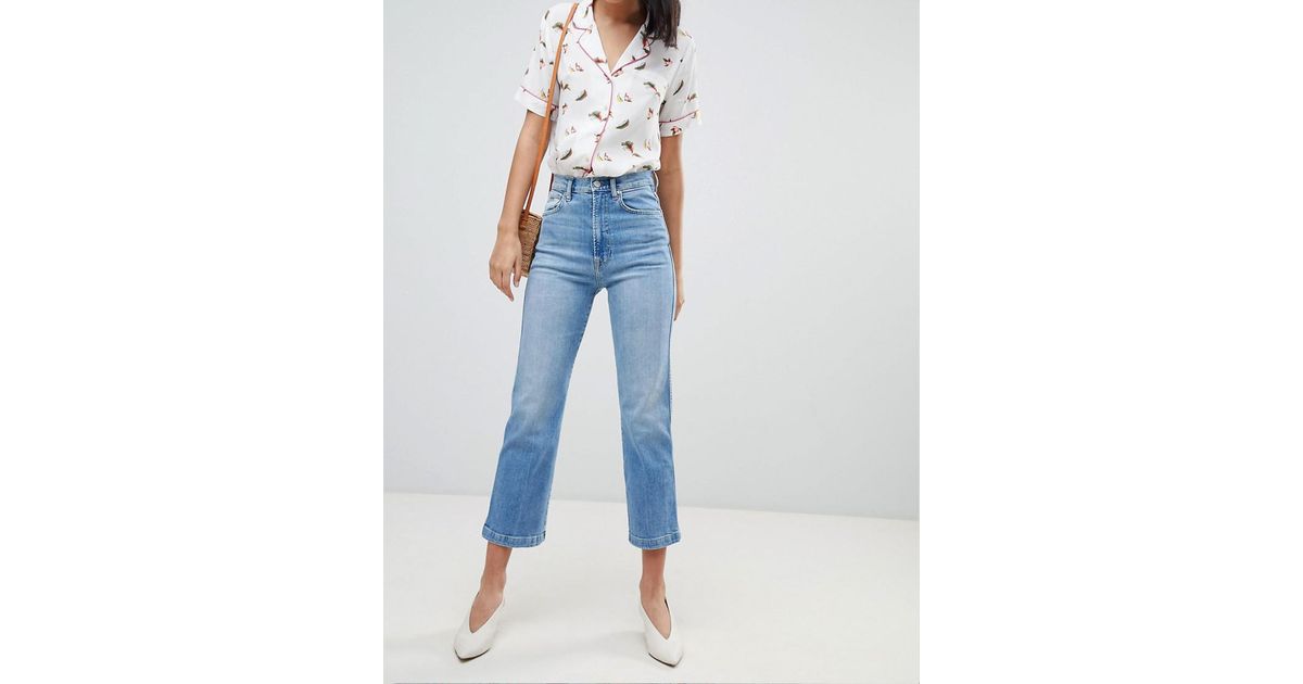 cropped kick flare jeans