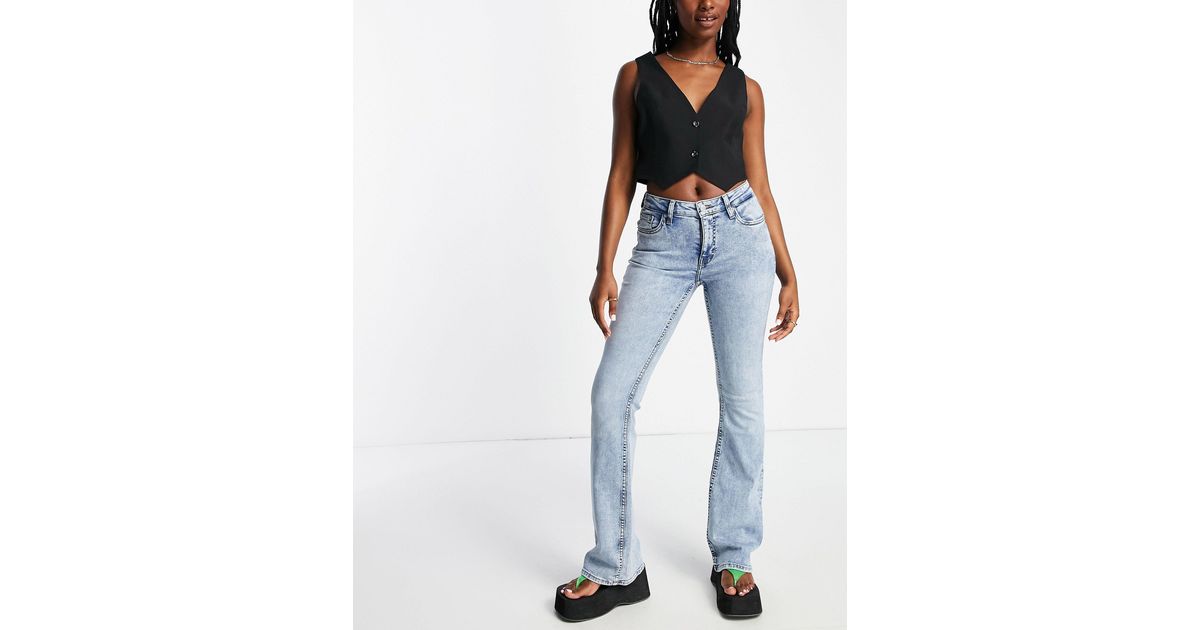 Weekday Denim Flame Low Rise Seam Detail Flared Jeans in Blue Lyst Canada