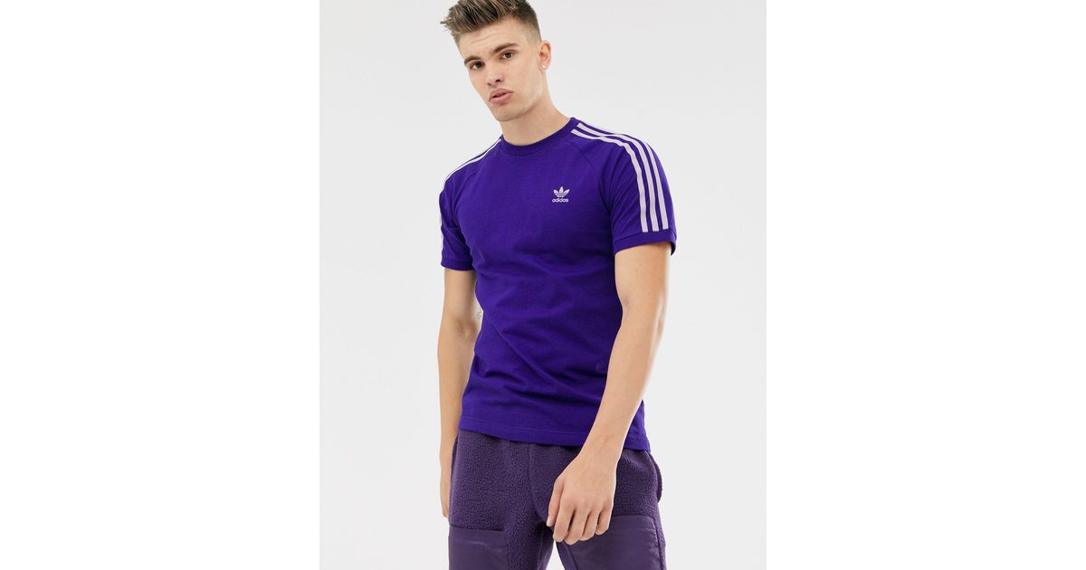 adidas Originals Three Stripe T-shirt in Purple for Men | Lyst
