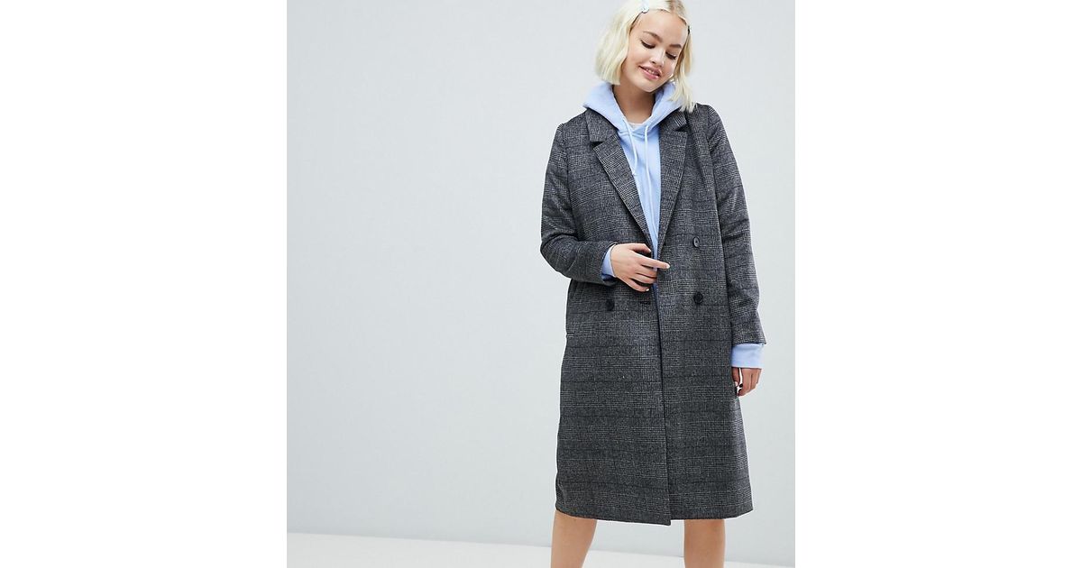 monki midi tailored coat in black