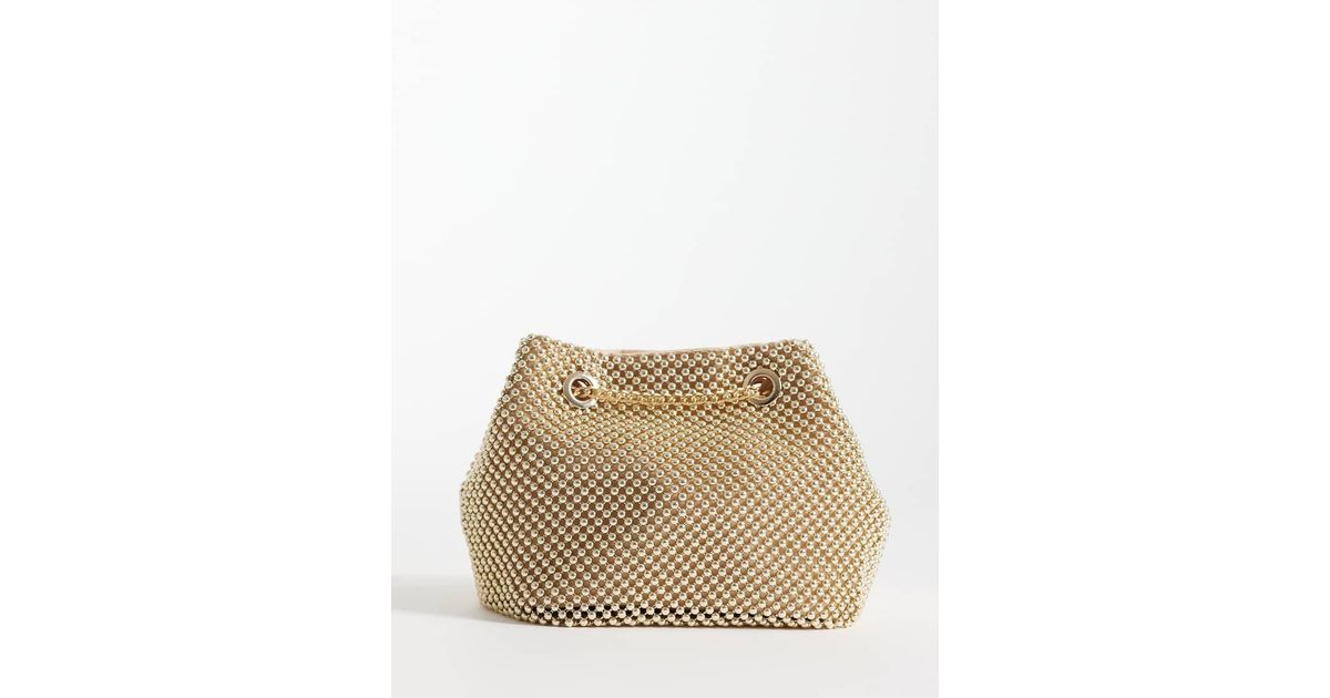 ASOS Chain Mail Shoulder Bag With Chain Strap in Natural | Lyst UK