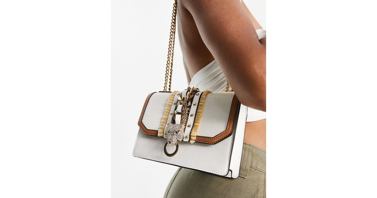 ALDO Rheanastraw Cross Body Bag With Tiger Clasp in White Lyst
