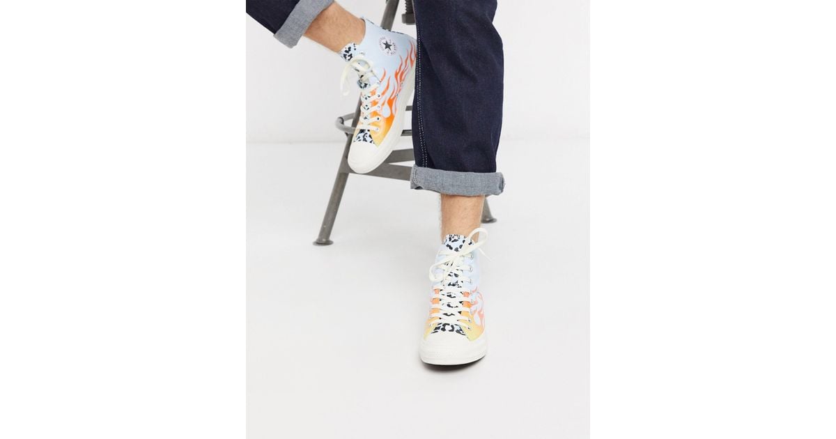 Converse Chuck Taylor All Star Archival Leopard And Flame Print Hi Trainers  in Blue for Men | Lyst