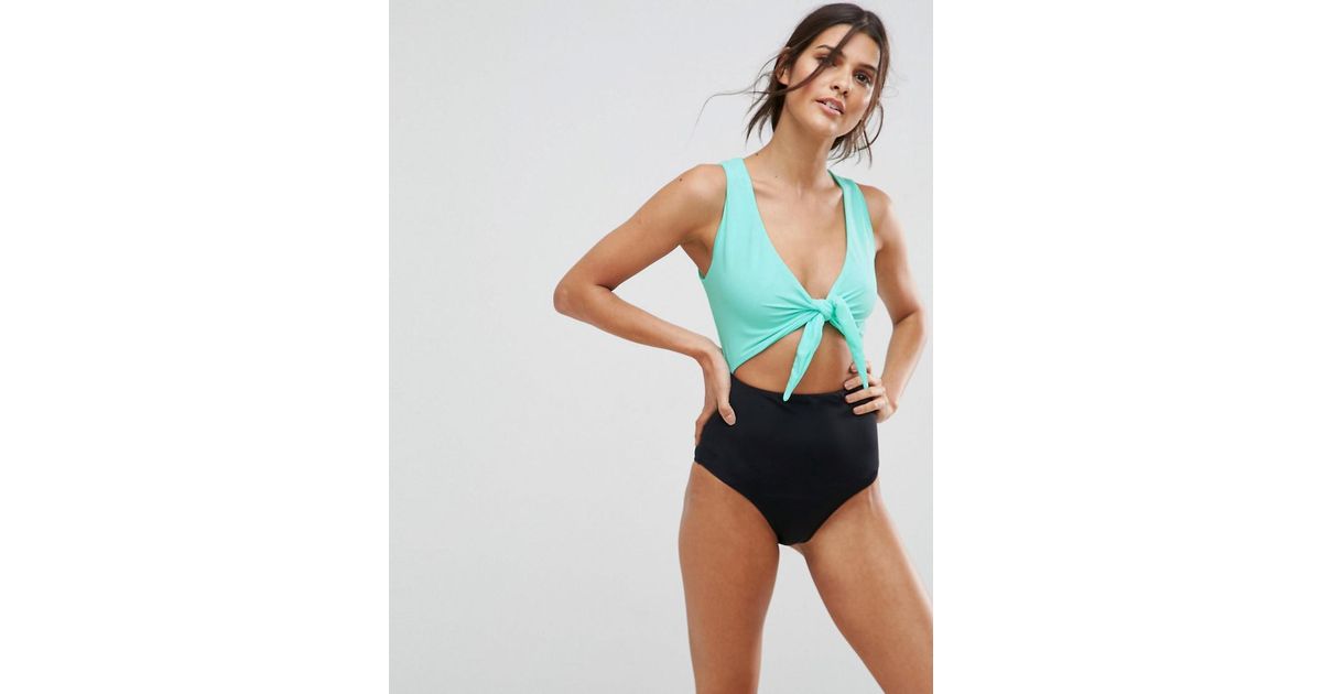 tie front cut out swimsuit