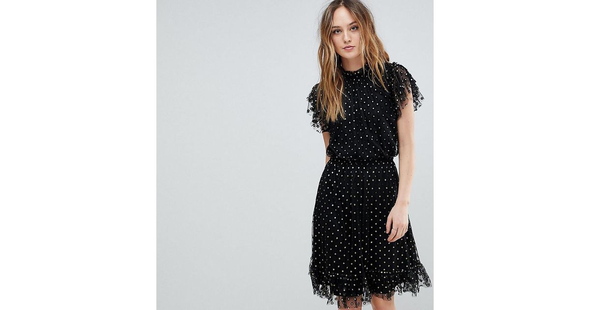 black spotty mesh dress