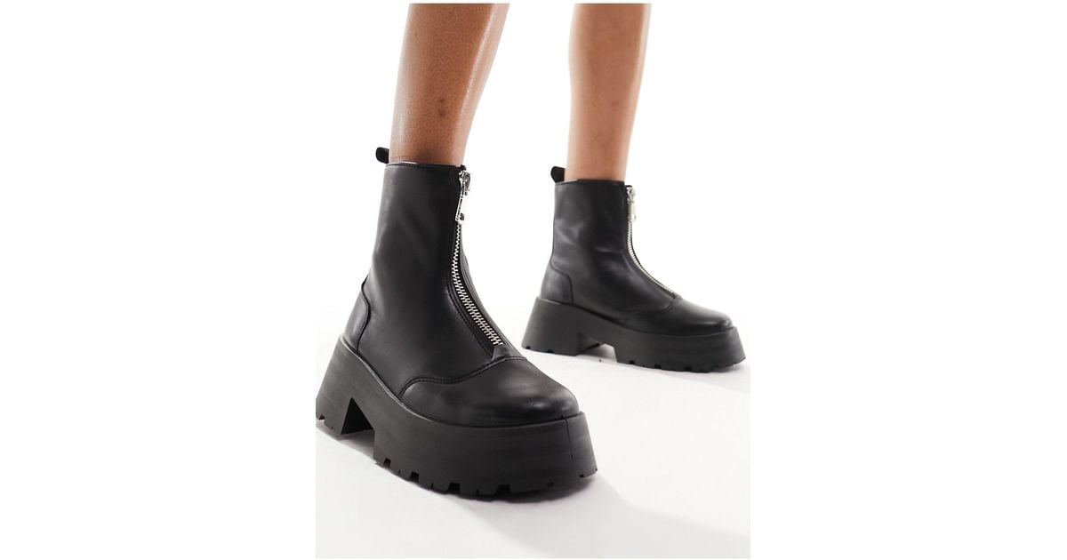 Schuh Black Arnold Zip Front Chunky Chelsea Boots