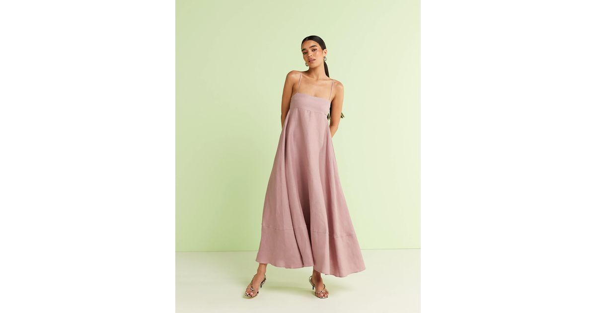 vrg grl behati linen camisole maxi dress in dusty pink Lila Charming Long Sleeves Floor Length Chiffon Bridesmaid Dresses