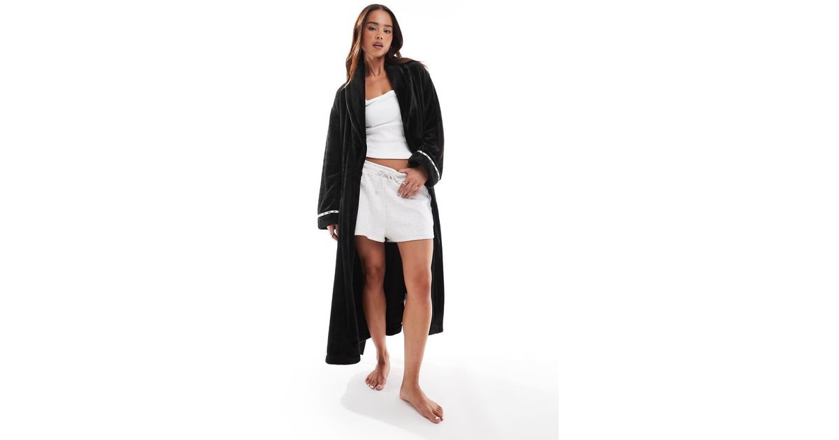 DKNY Folded Fleece Long Chenille Robe in White | Lyst UK