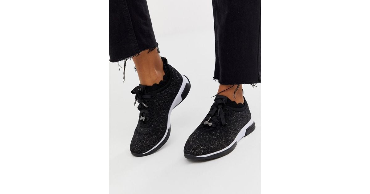 Ted Baker Black Sparkle Knit Sneakers 