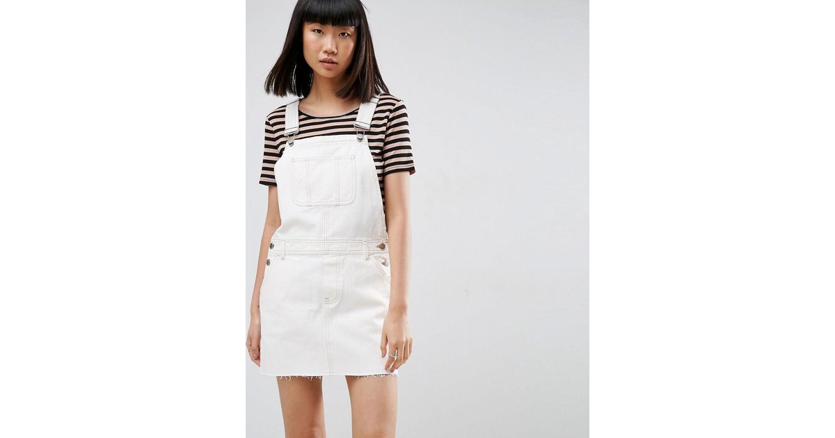 white jean overall dress