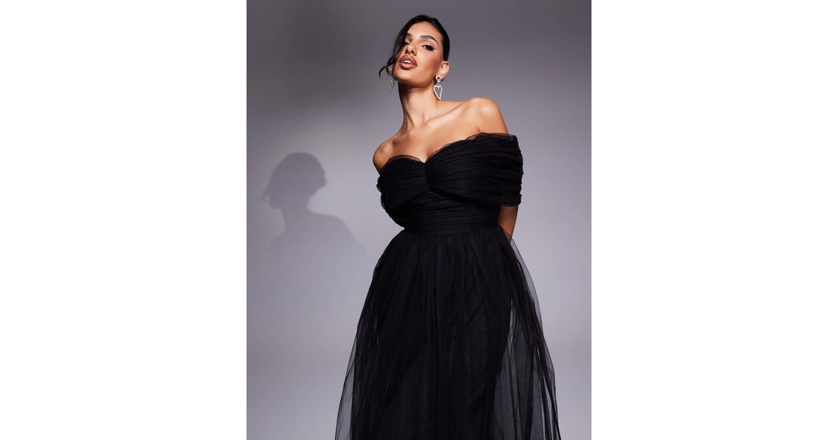 Tulle Off Shoulder Bustier／MAISONSPECIAL off shoulder tulle formal occasion dress – La Novale Atelier