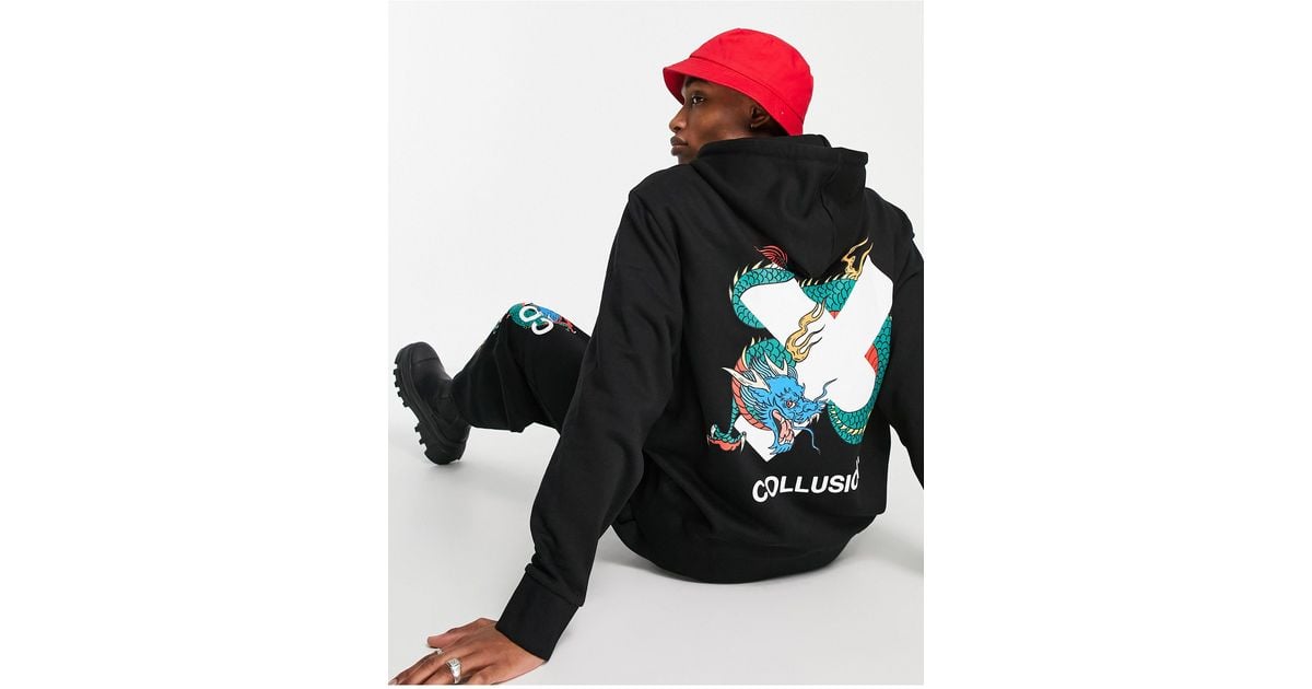Collusion Hoodie With Logo X Dragon Print in Black for Men Lyst UK