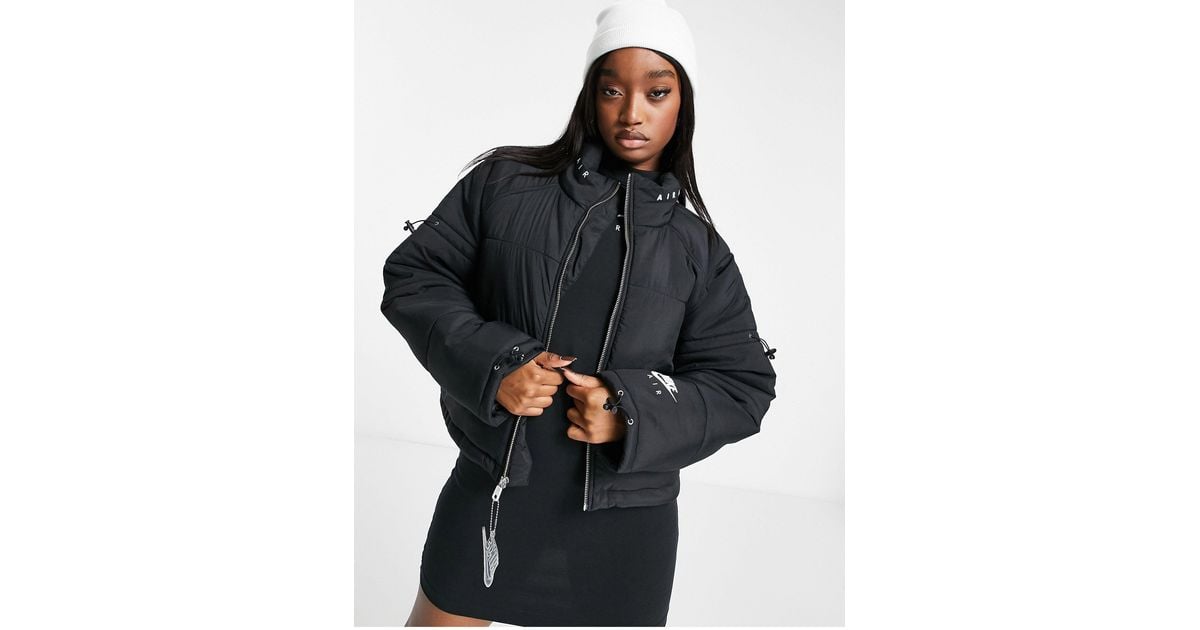 Nike Air Cropped Padded Synthetic Jacket in Black - Lyst