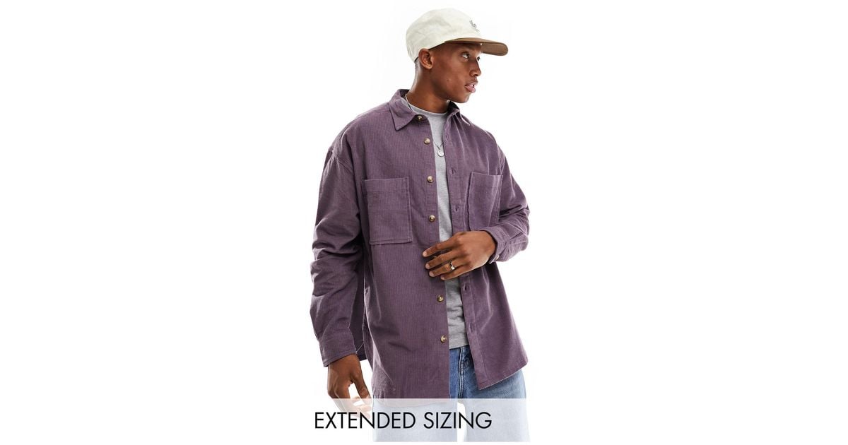 Camisa morada extragrande estilo años 90 ASOS de hombre de