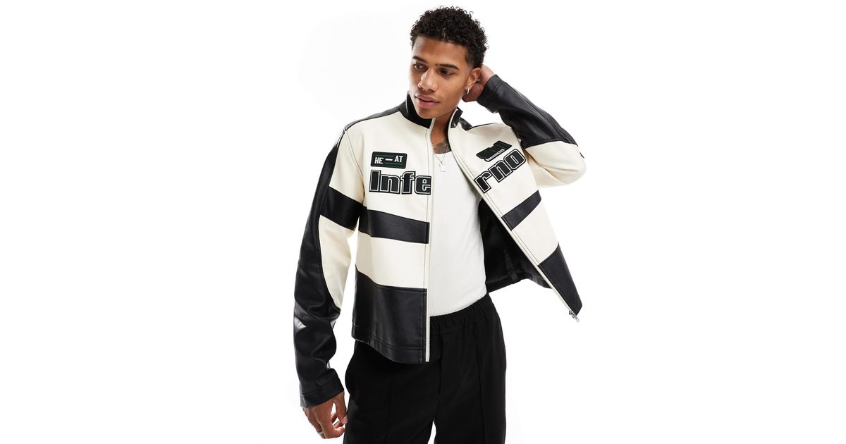Oversized Faux Leather Moto Jacket Black main image 1