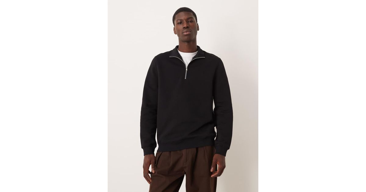 ASOS Essentials Quarter Zip Sweatshirt in Black for Men Lyst UK