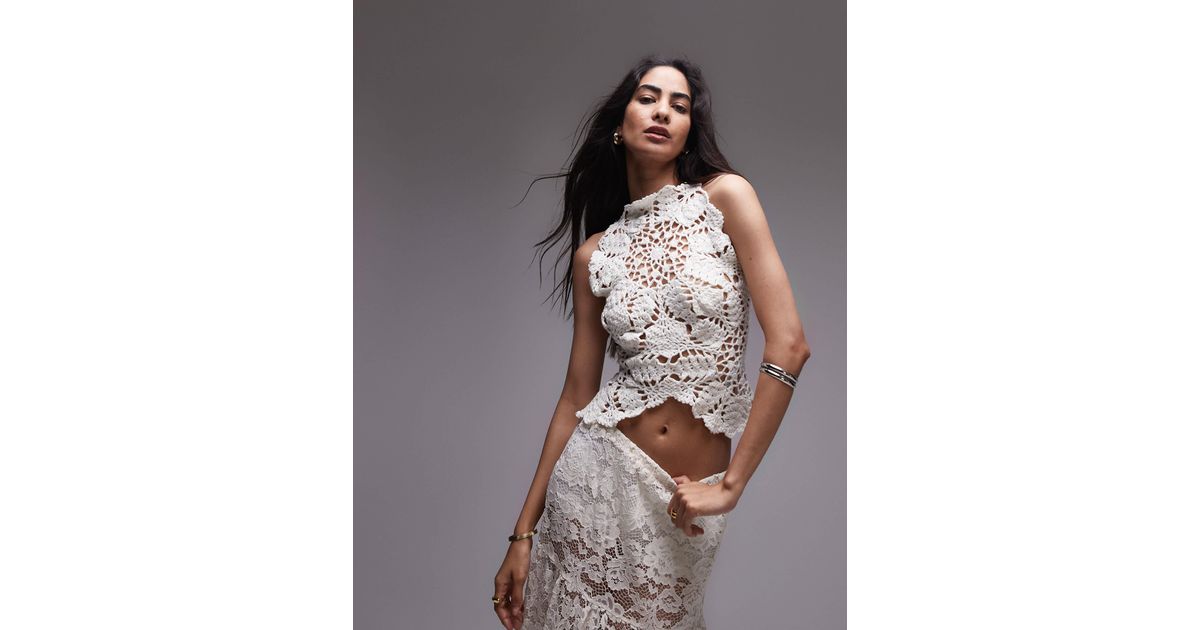 topshop white crochet top