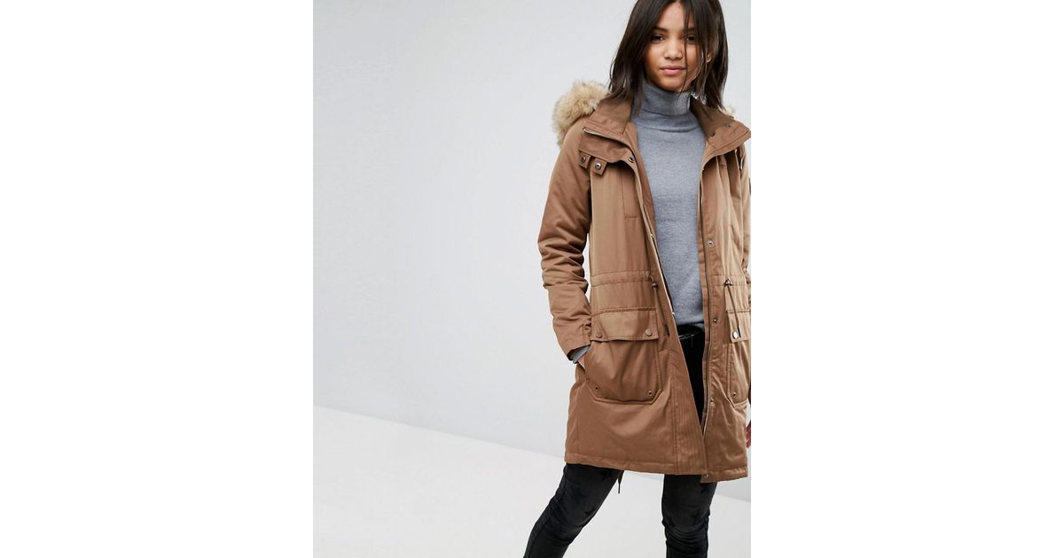Esprit Natural Faux Fur Hood Parka Jacket Esprit Natural Faux Fur Hood Parka Jacket